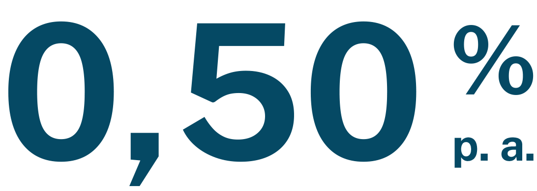 Textgrafik mit Aufschrift „ab 0,5 % p.a.“ in dunkelblau.