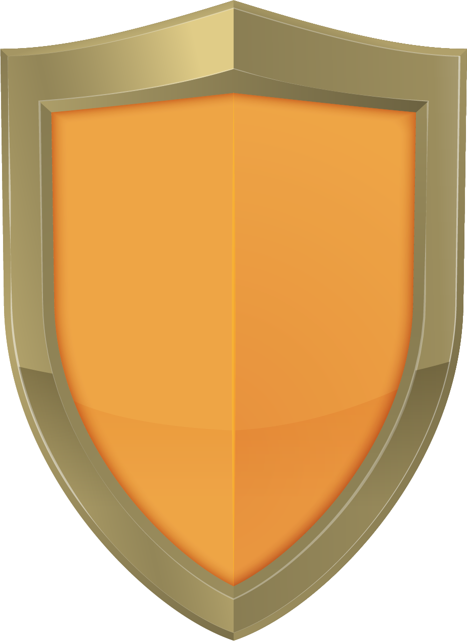 Symbolisches oranges Schild mit goldener Umrandung.